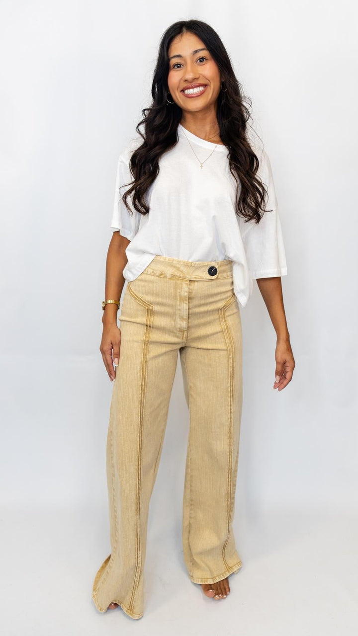 High Waist Washed Wide Leg