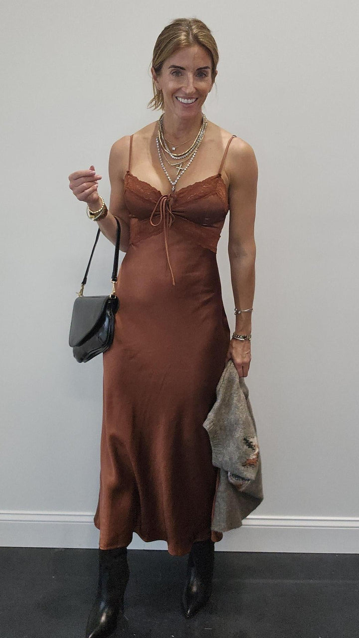 Copper Lacey Slip Dress