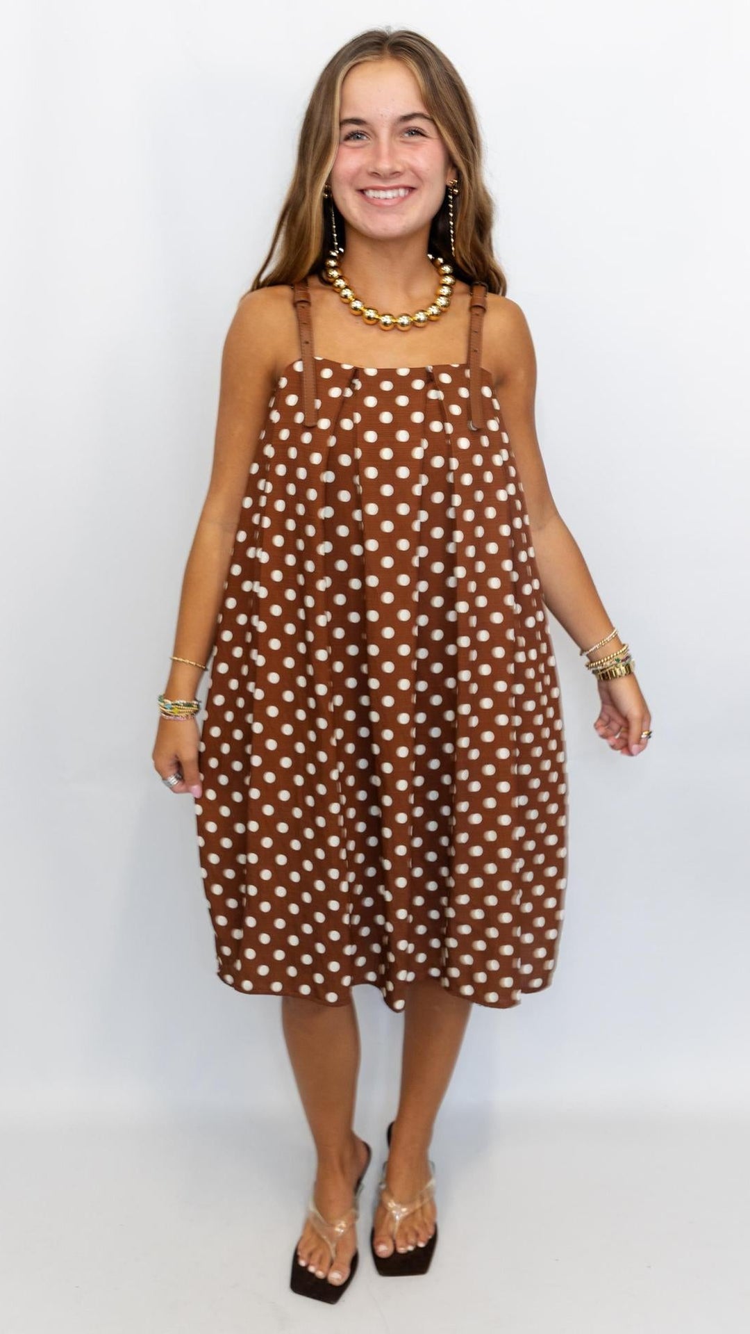 Polka Dot Buckle Strap Dress