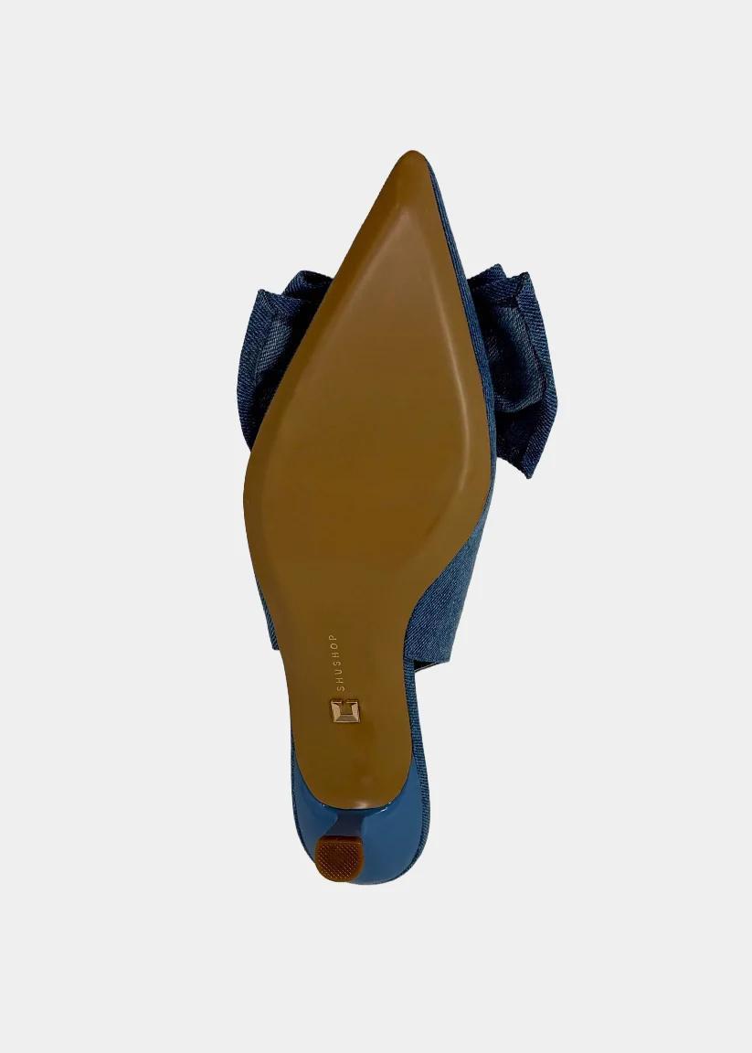 Denim Slingback Kitten Heel
