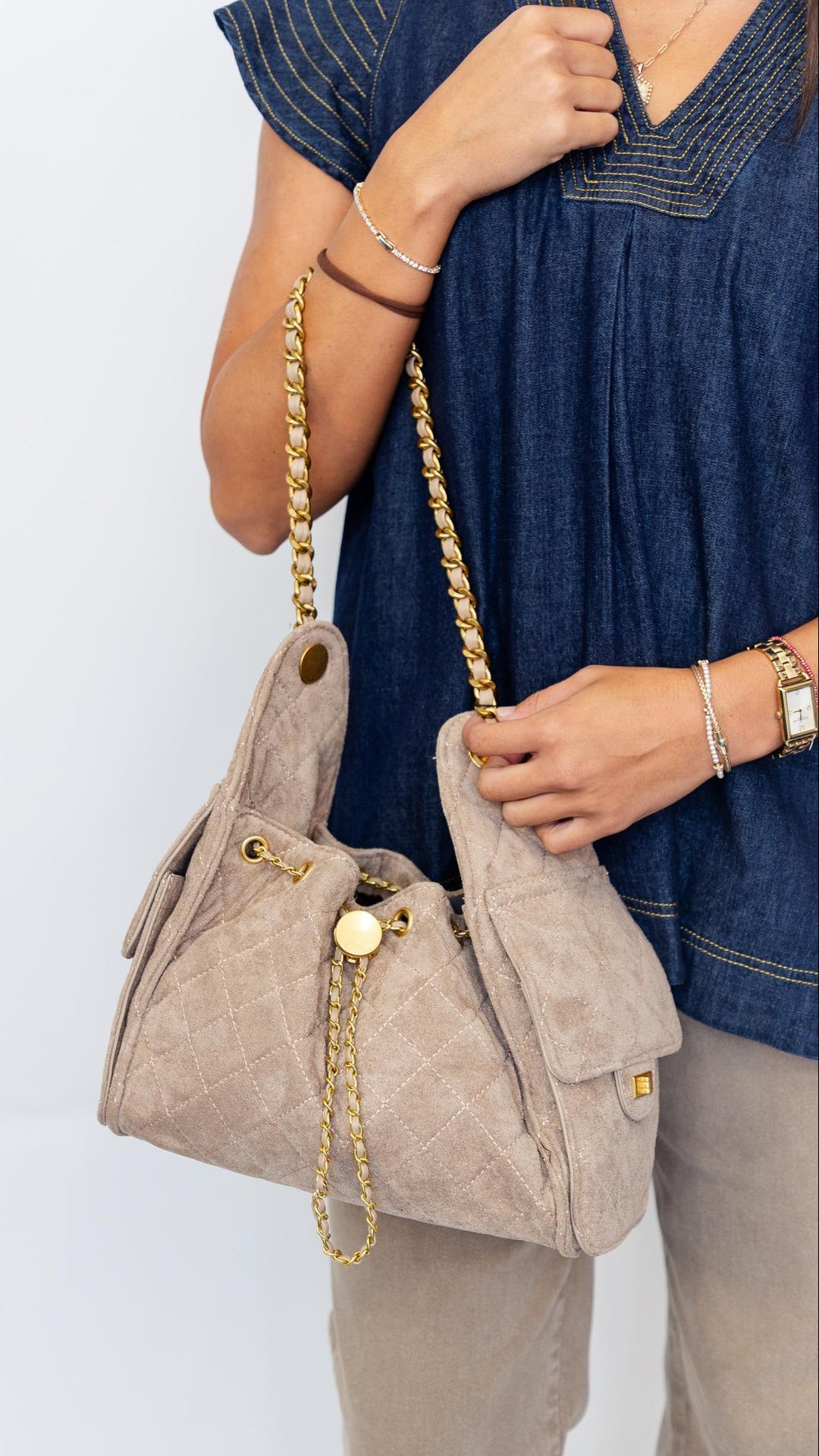 Dk Denim Contrast Stitch Top