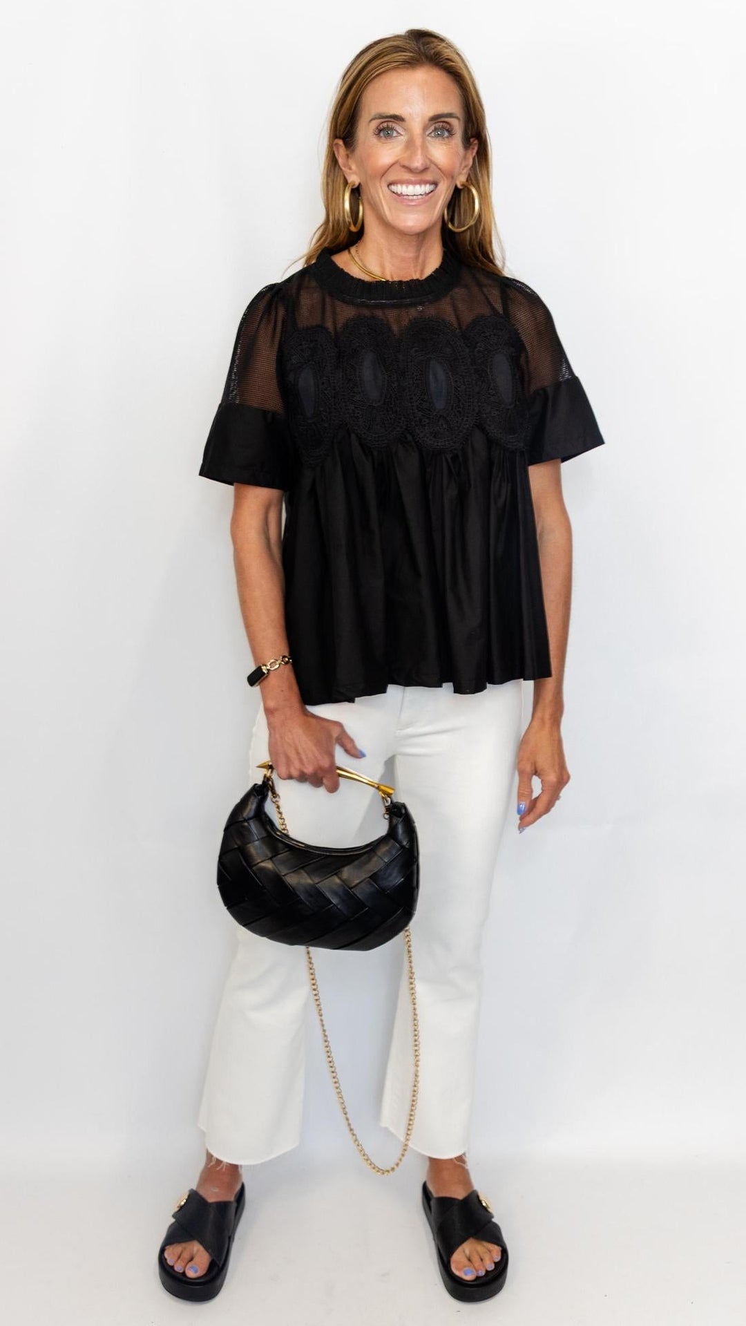 Mesh Combined Applique Top