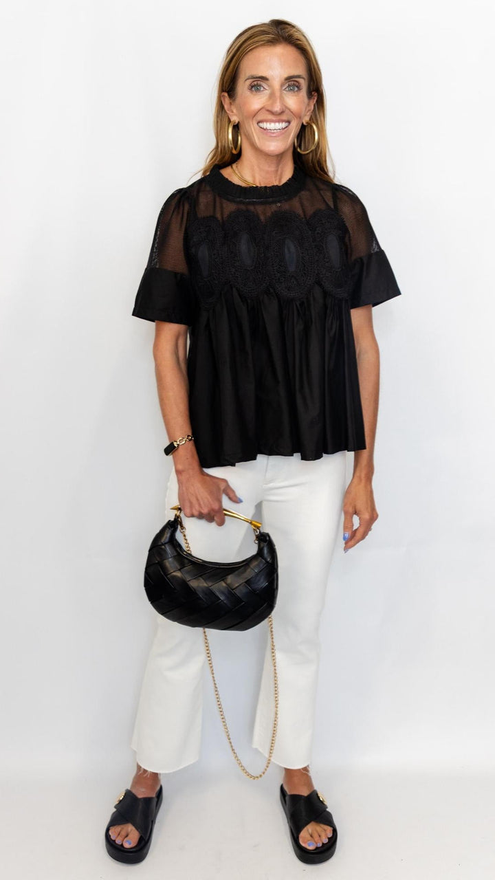 Mesh Combined Applique Top