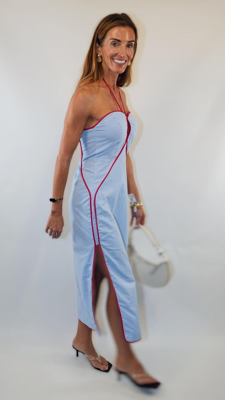 Halter Neck Cutout Midi Dress