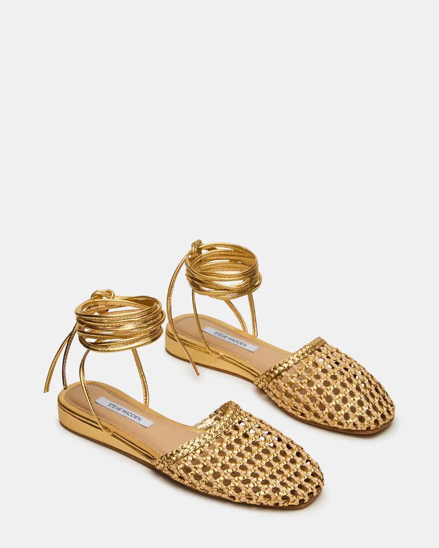 Flutter Gold Woven Tie Flats