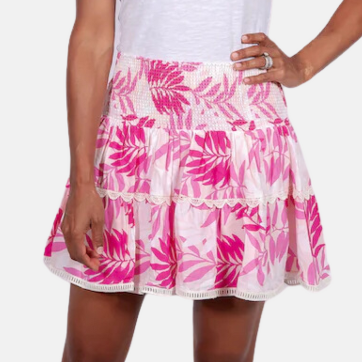 Pink Leaf Mini Skirt