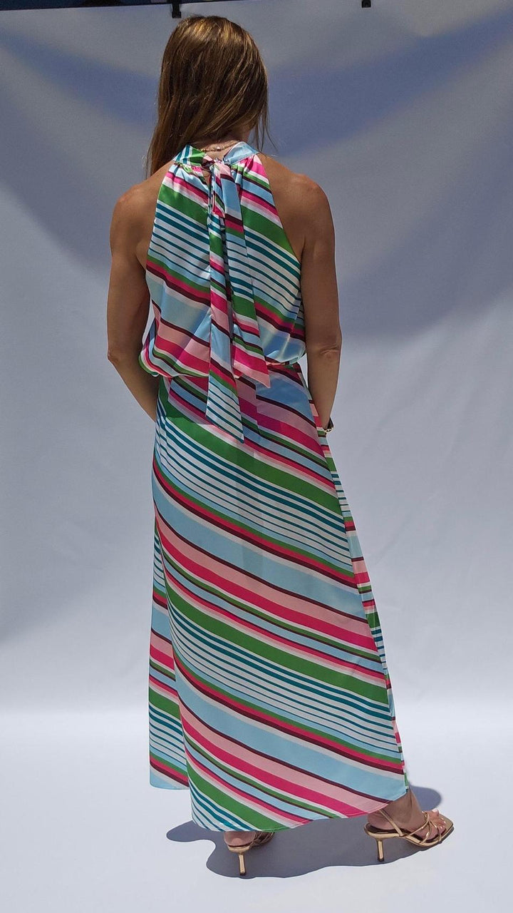 Multi Stripe Satin Skirt