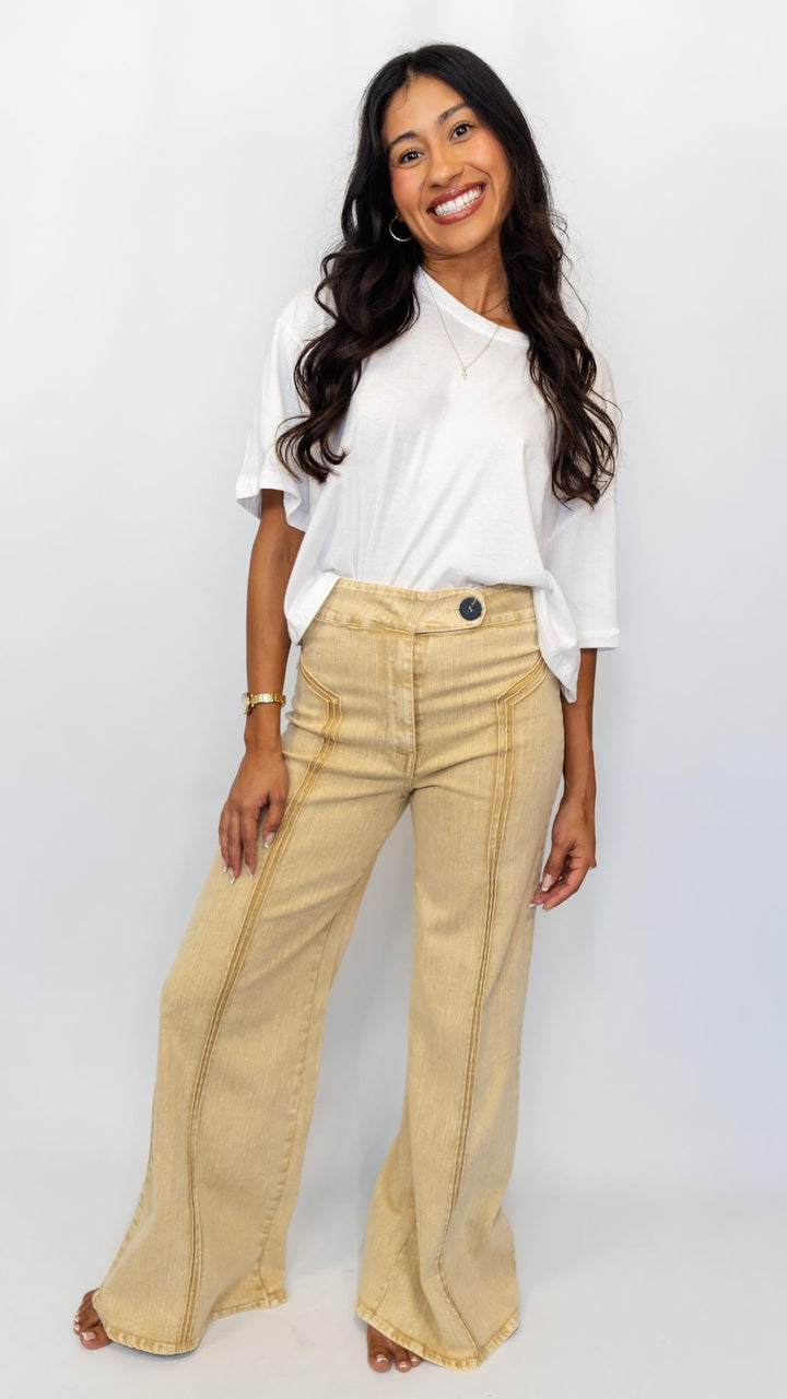 High Waist Washed Wide Leg