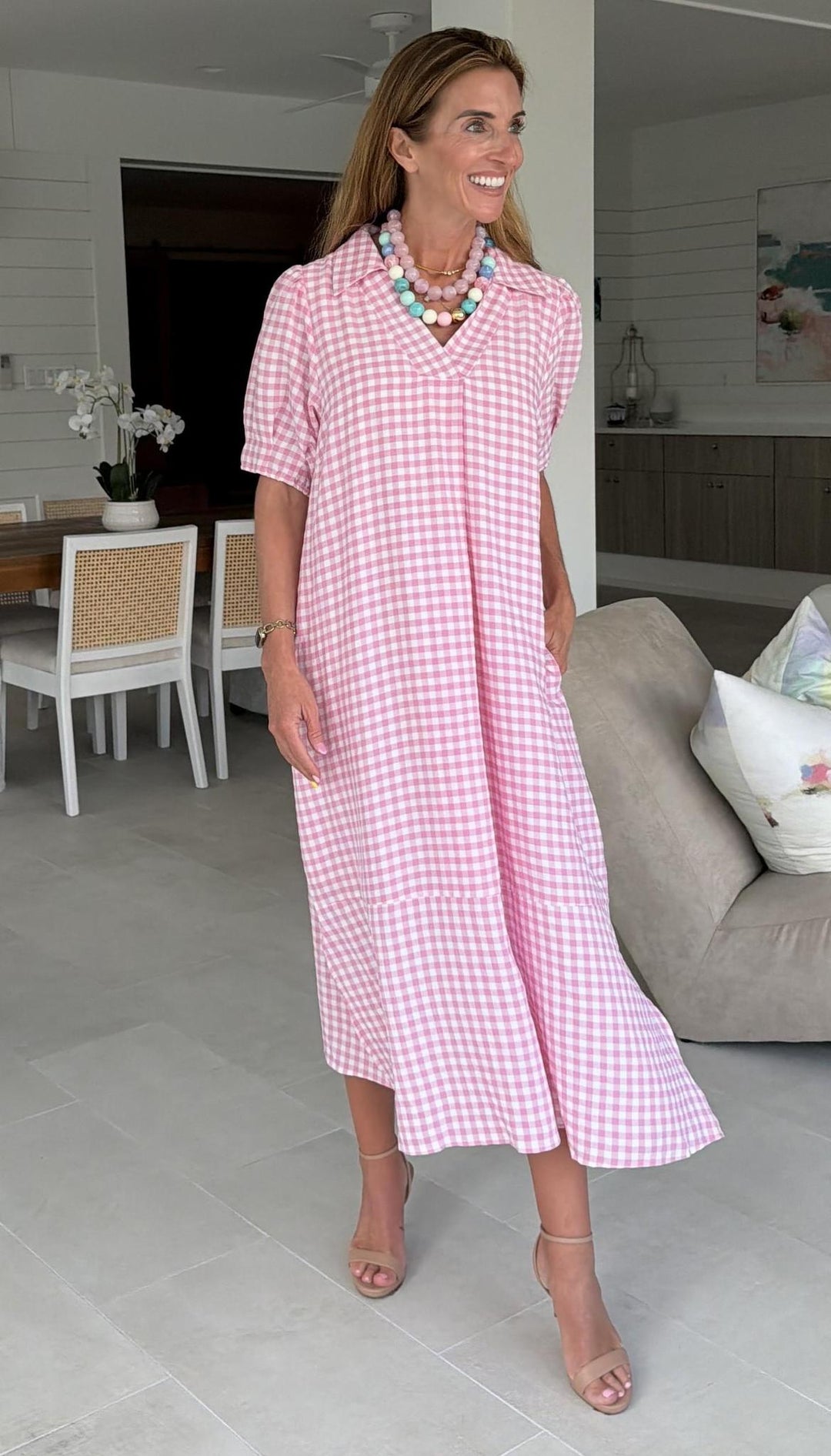 Gingham Midi Dress