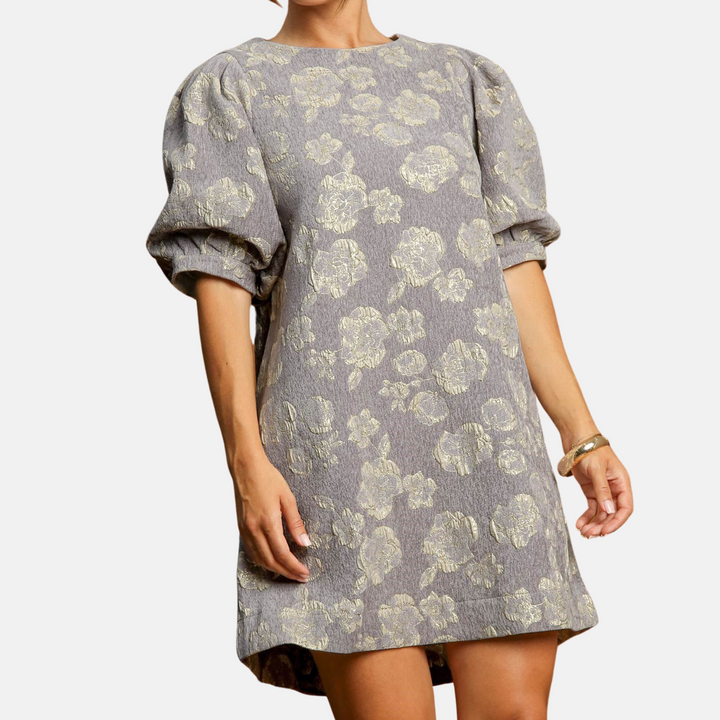 Grey Floral Mini Dress