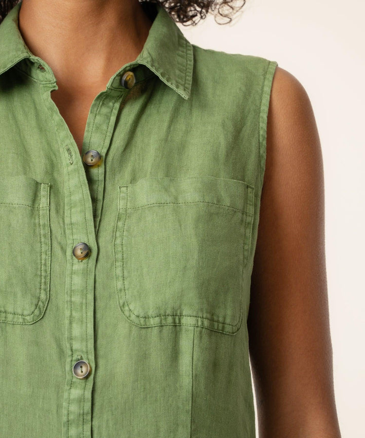 Bowie Linen Dress in Olive