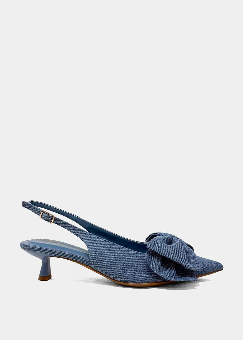 Denim Slingback Kitten Heel