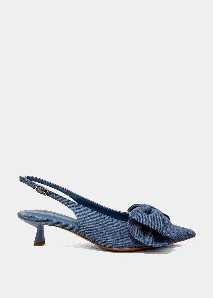 Denim Slingback Kitten Heel
