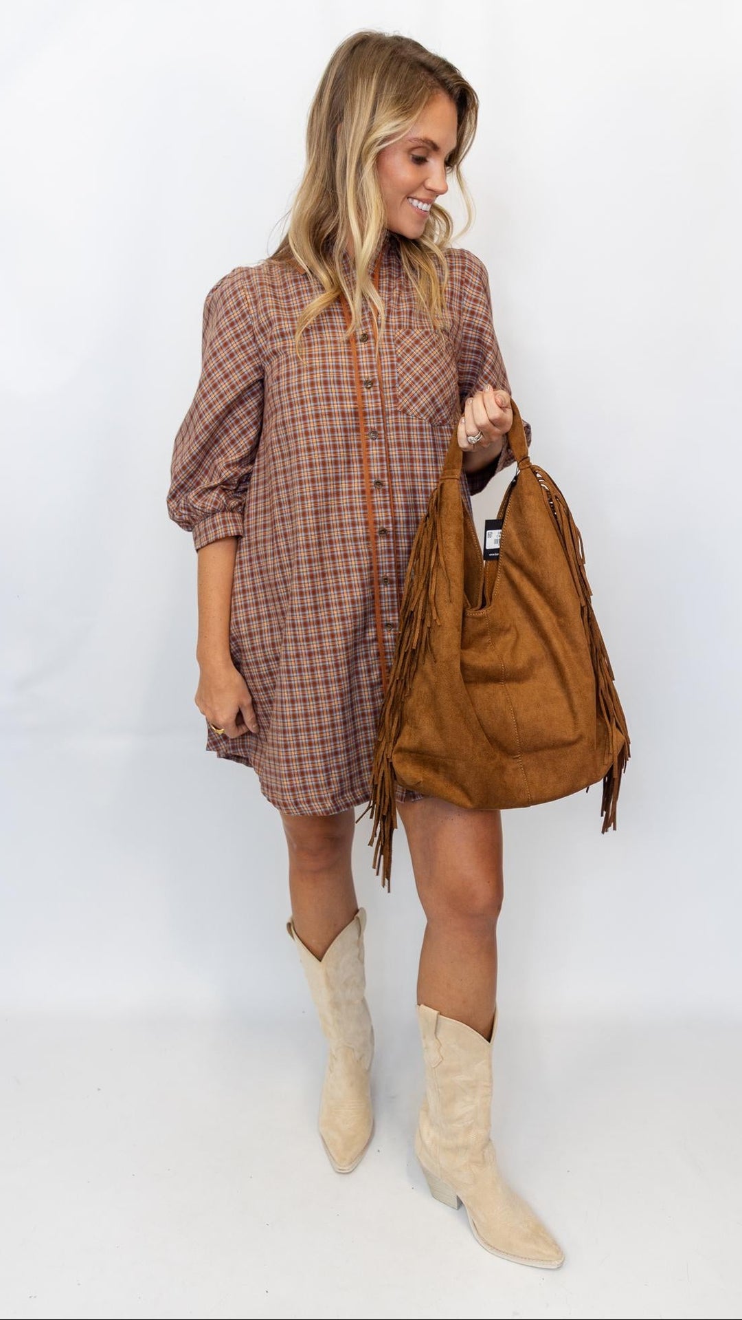 Plaid Button Down Shirt Dress