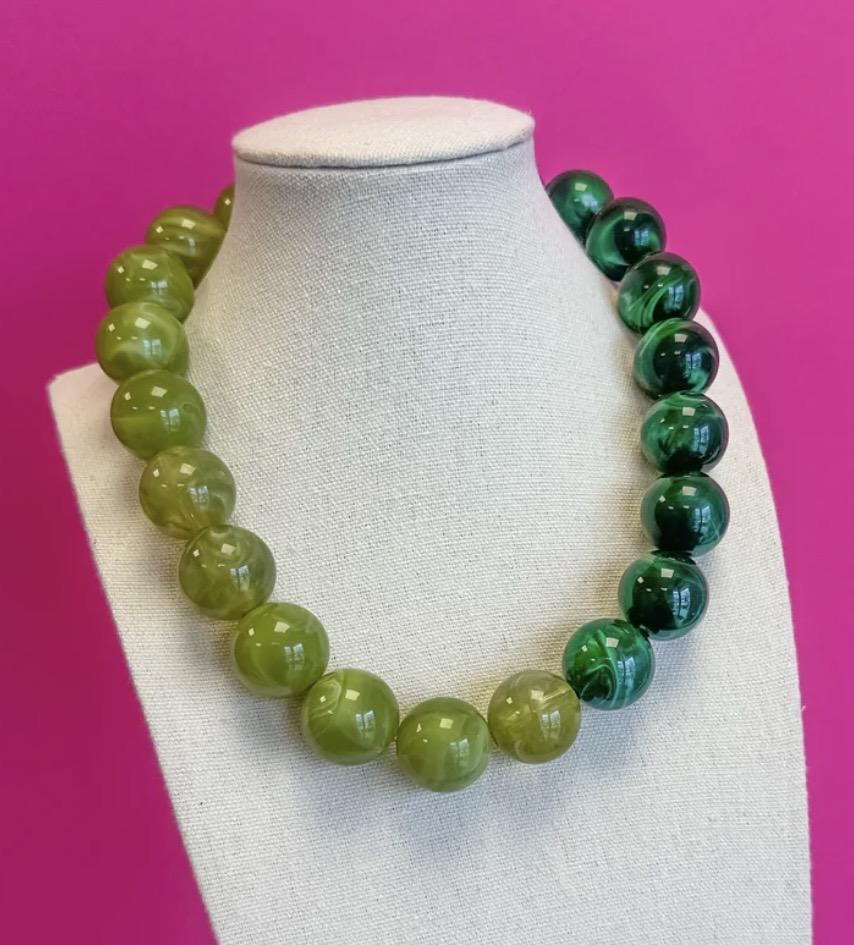 Bauble Ball Necklace - Half - Green & Dark Green
