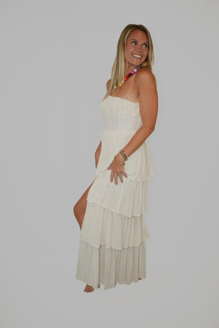 Tiered Strapless Ruffle Dress