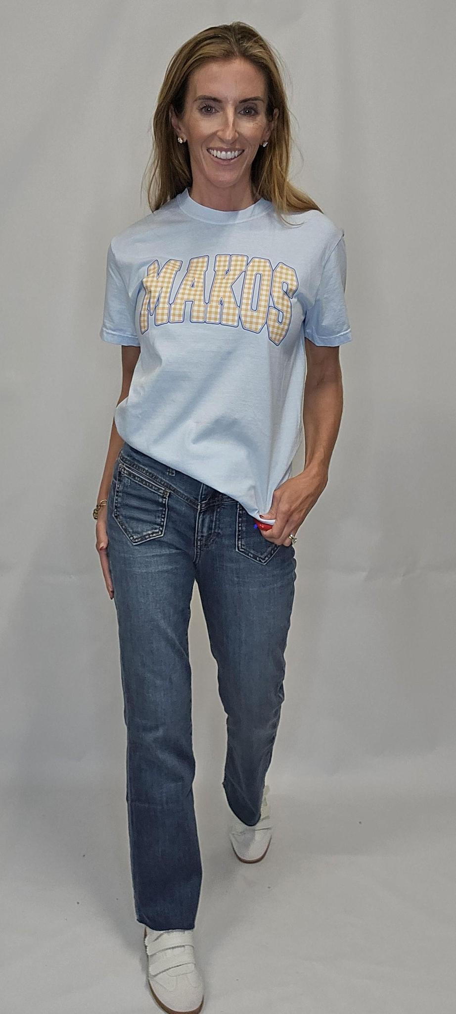 The Ruffled Rhino Gingham Makos Full Length Tee - Abide Boutique