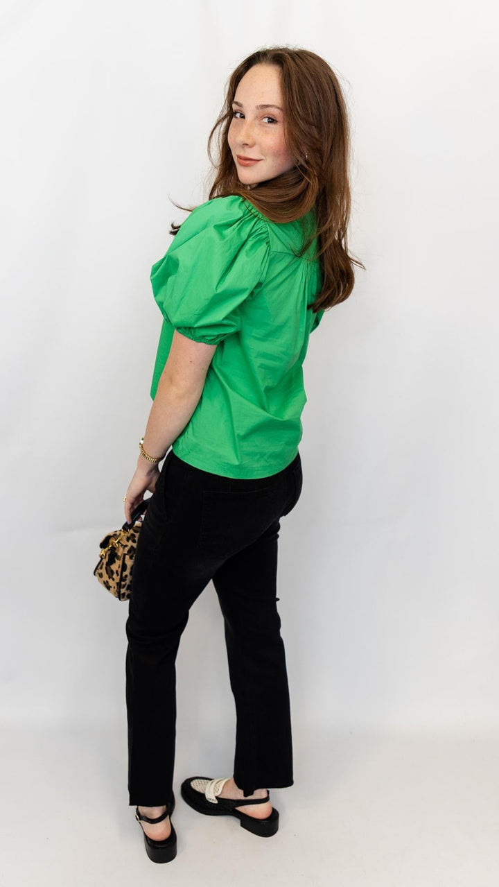 Ruffled Collar Puff Sleeve Blouse
