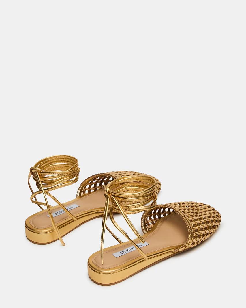 Flutter Gold Woven Tie Flats