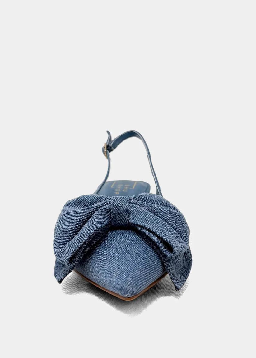 Denim Slingback Kitten Heel