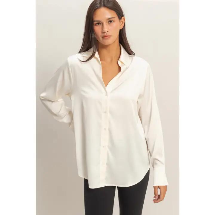 Satin Button-Up Shirt