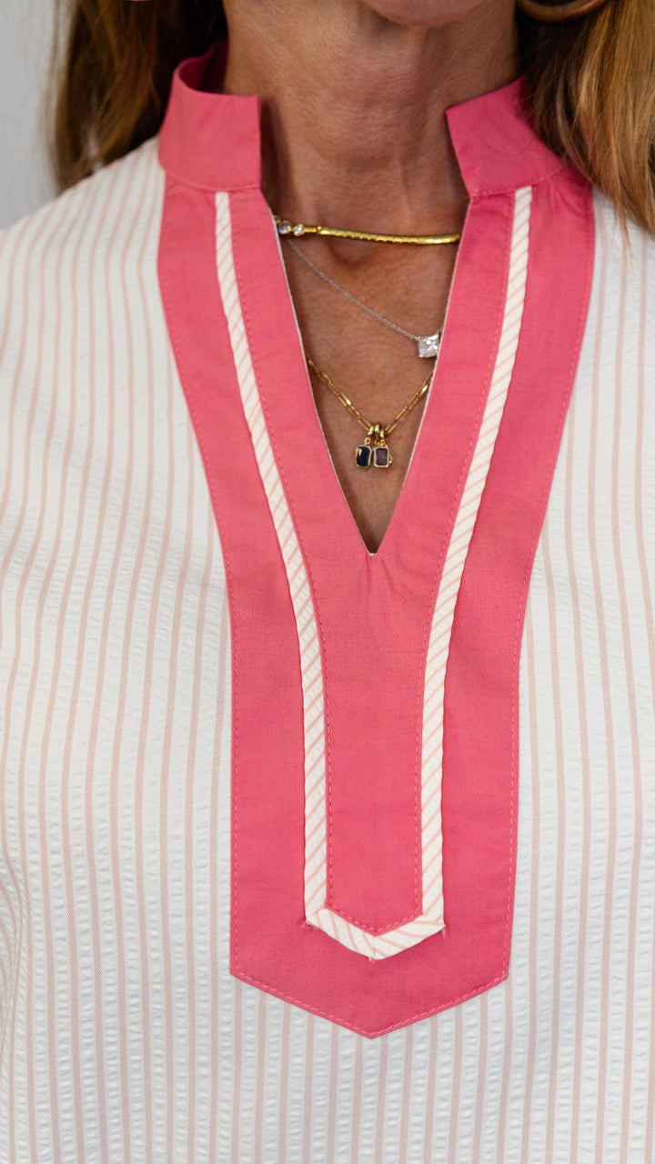Pink Puff Sleeve Striped Top - view 6