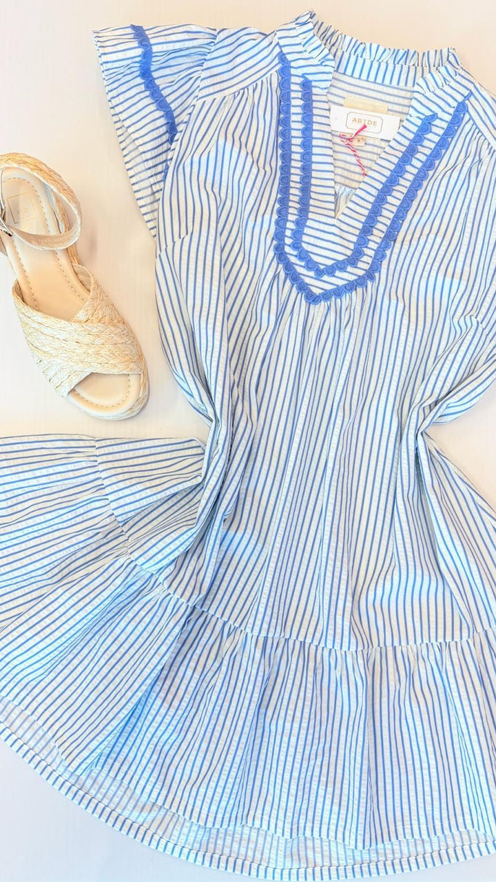 Striped Ruffle Hem Tunic Dress