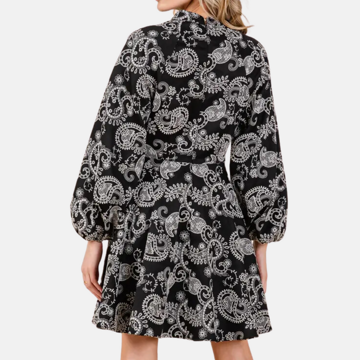 Paisley Embroidered Mini Dress