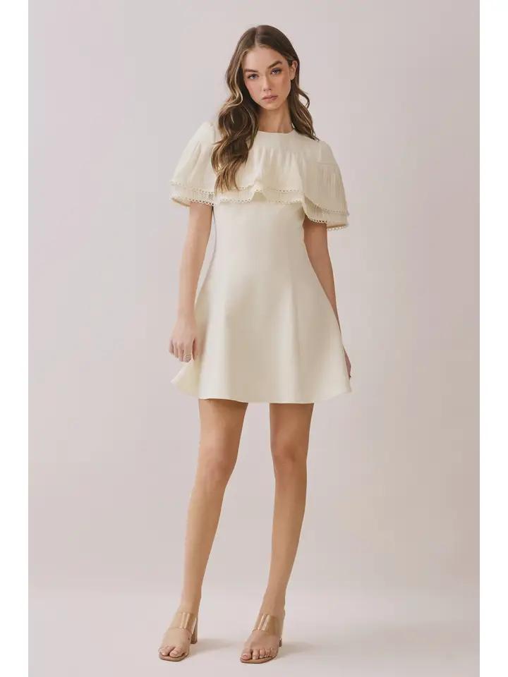Pleated Cape A Line Dress