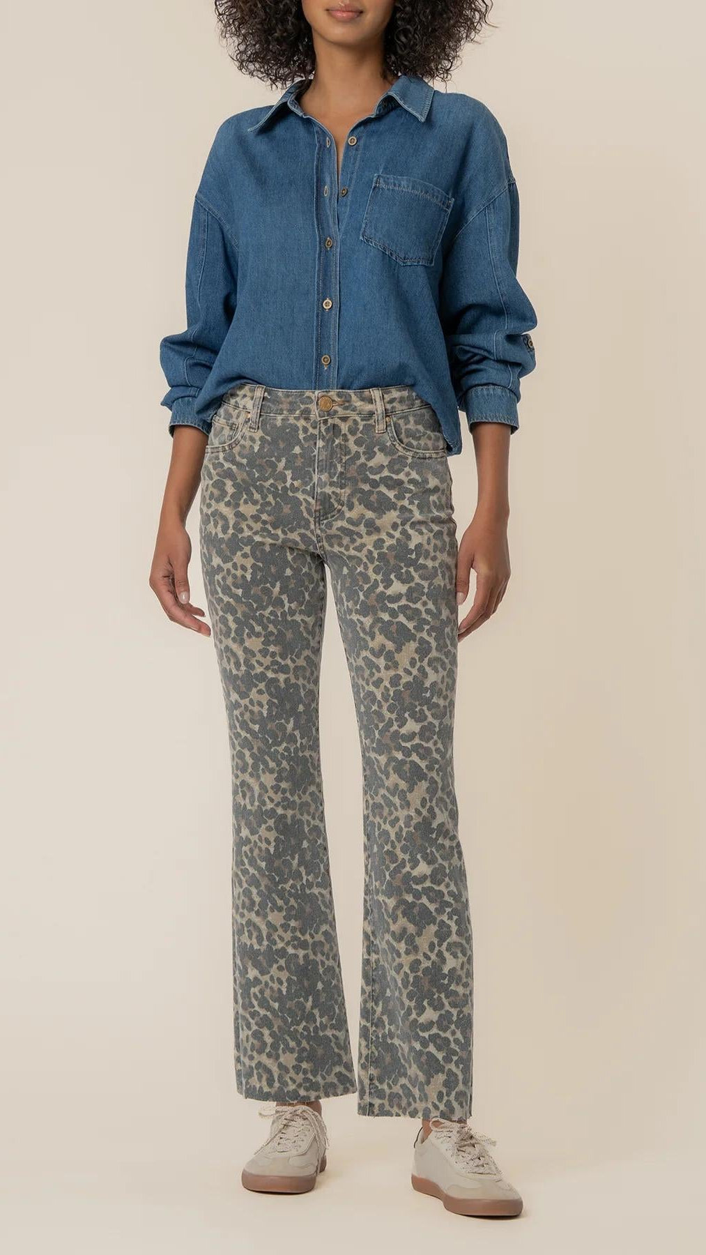 Kelsey High Rise Flare Leopard