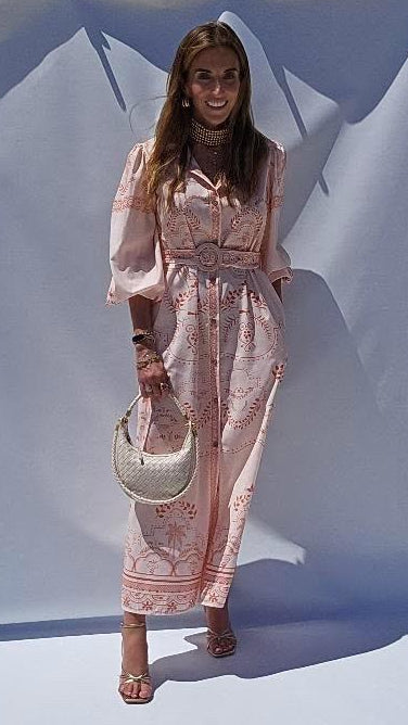 Peach Puff Sleeve Belted