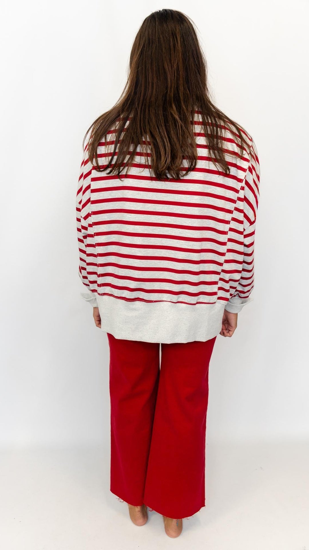 Striped Mock Neck Sweatshirt