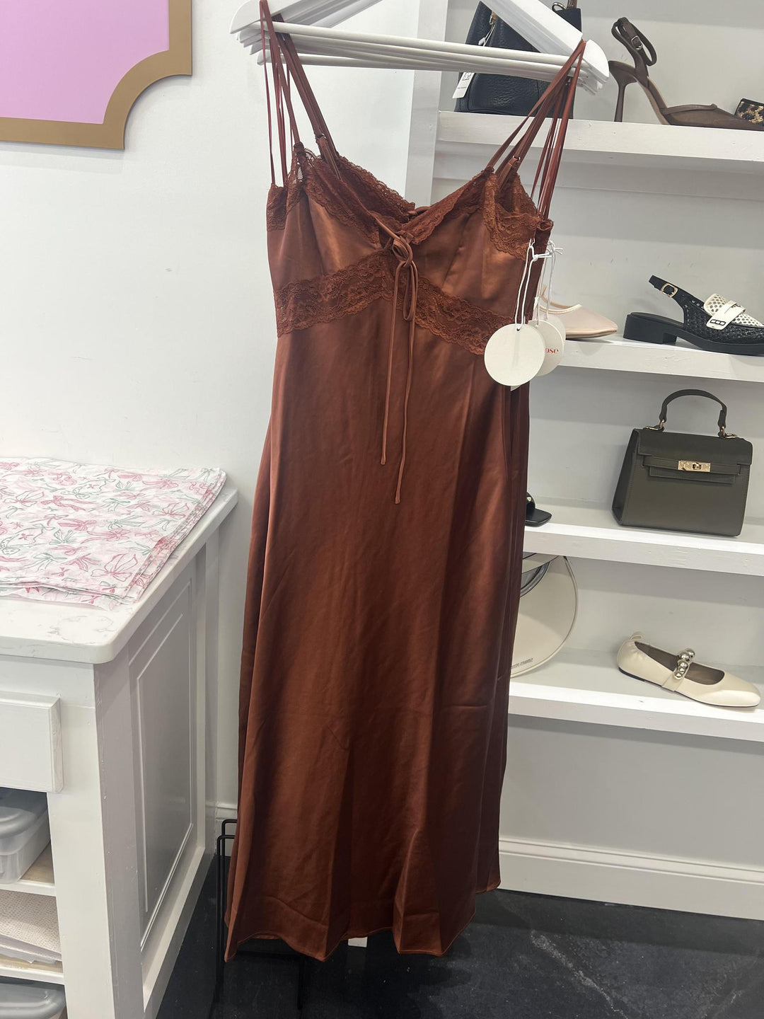 Copper Lacey Slip Maxi Dress – Satin