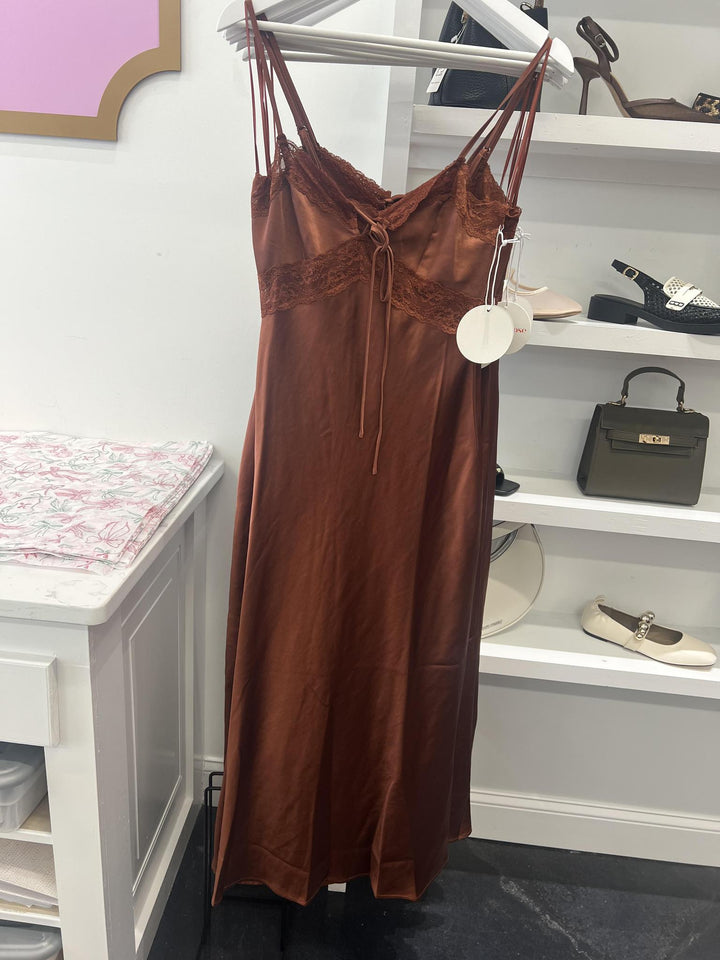 Copper Lacey Slip Dress