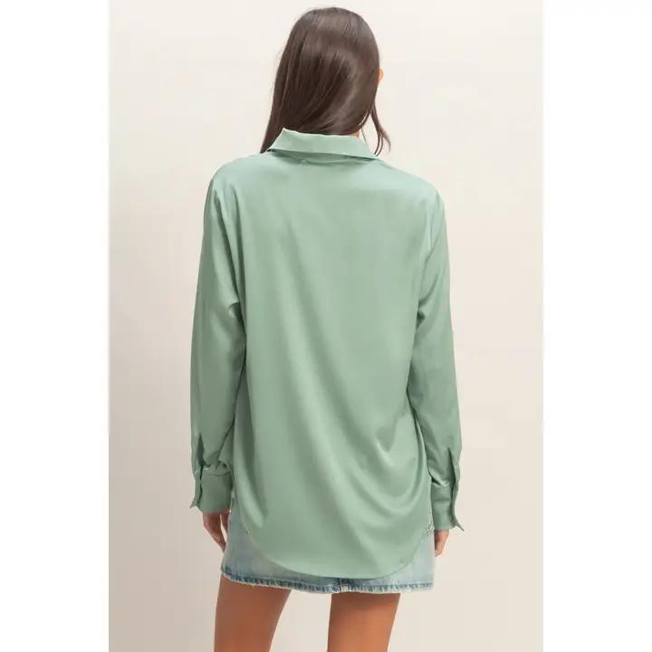 Satin Button-Up Shirt
