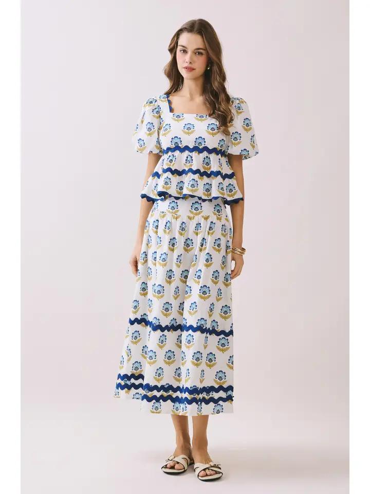 Floral Layered Ruffle Ric Rac Top