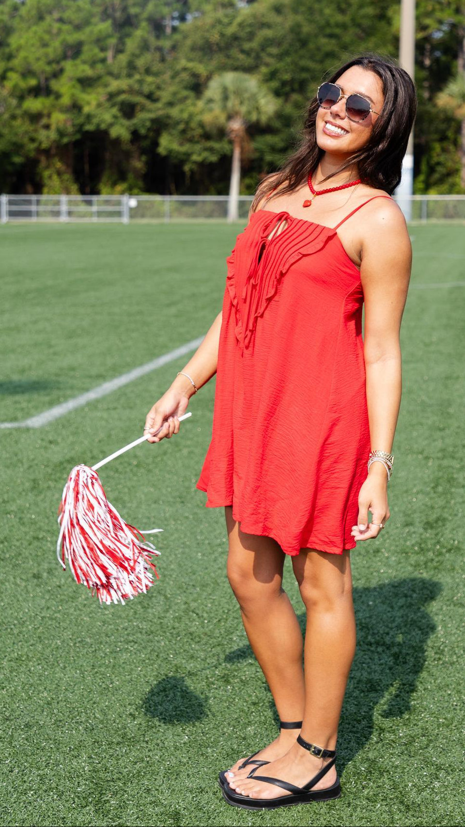 Ruffle Bib Tie-Front Mini Dress - view 2