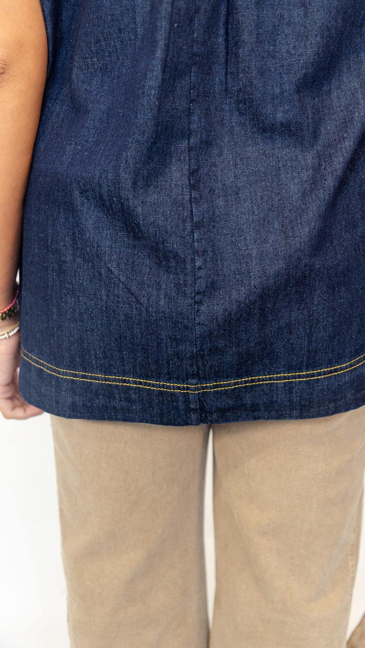 Dk Denim Contrast Stitch Top