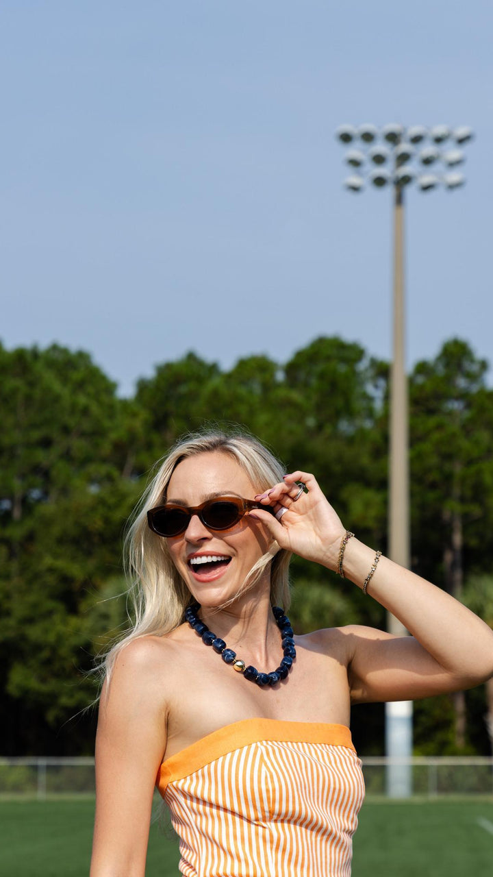 Denim Stripe Romper Wrap Skirt