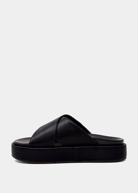 Black Platform Slide Sandals