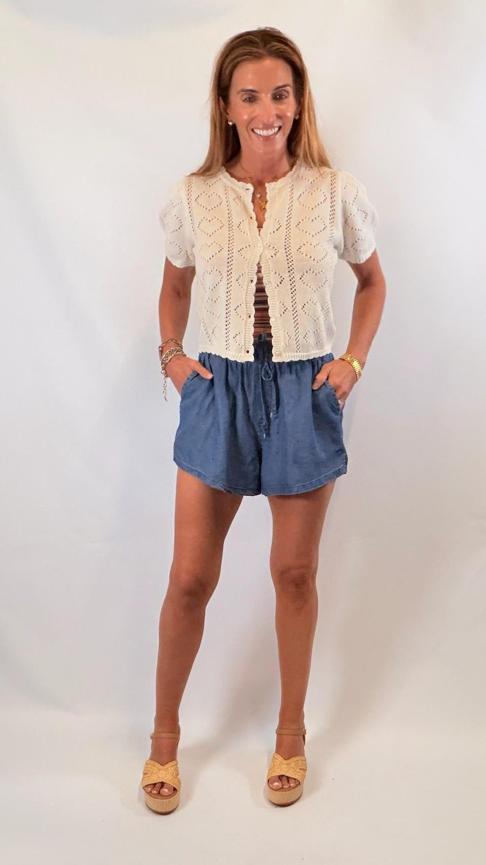 Pointelle Puff Cardigan