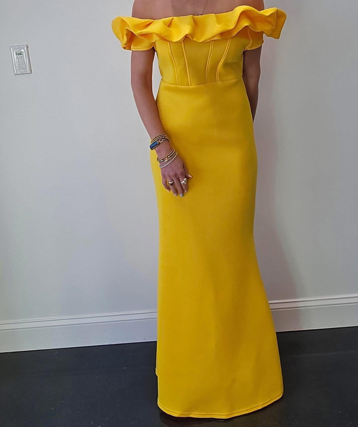 Yellow Ruffle A-Line Dress