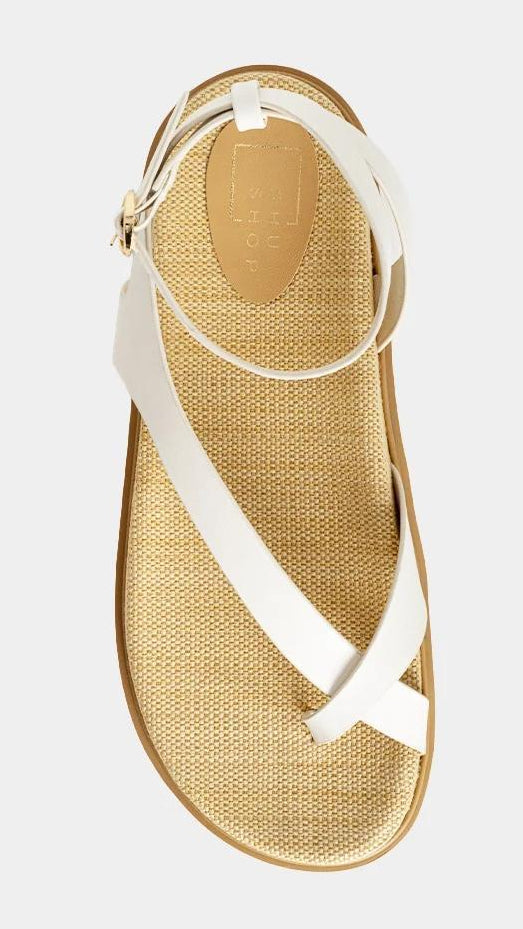 White Toe Flat Sandal
