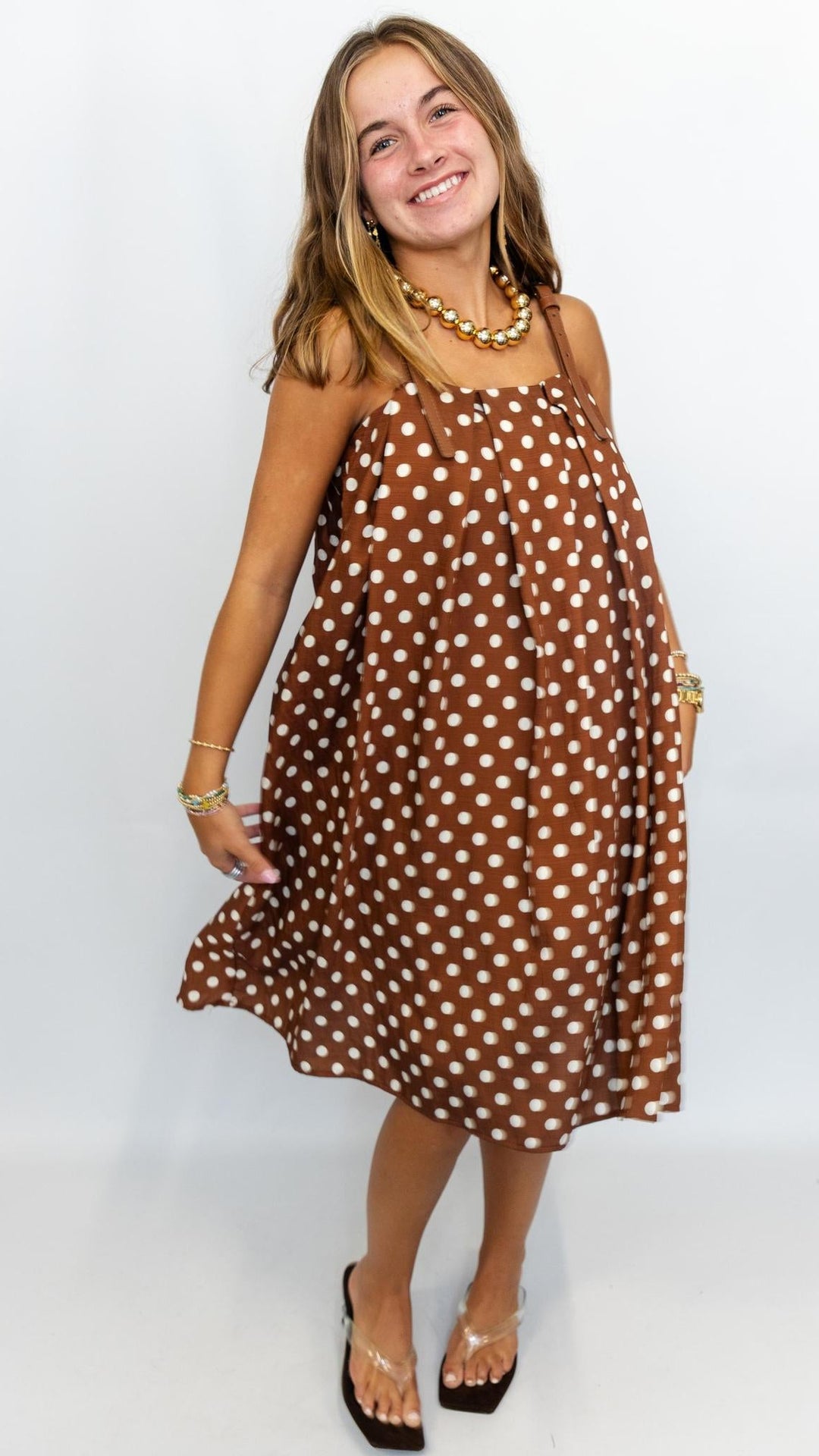 Polka Dot Buckle Strap Dress