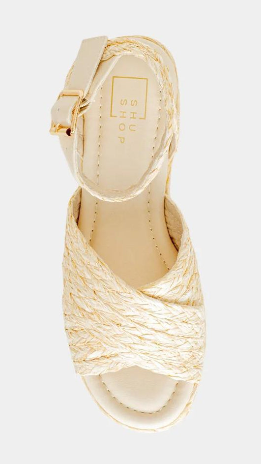 Woven Ankle Strap Wedges