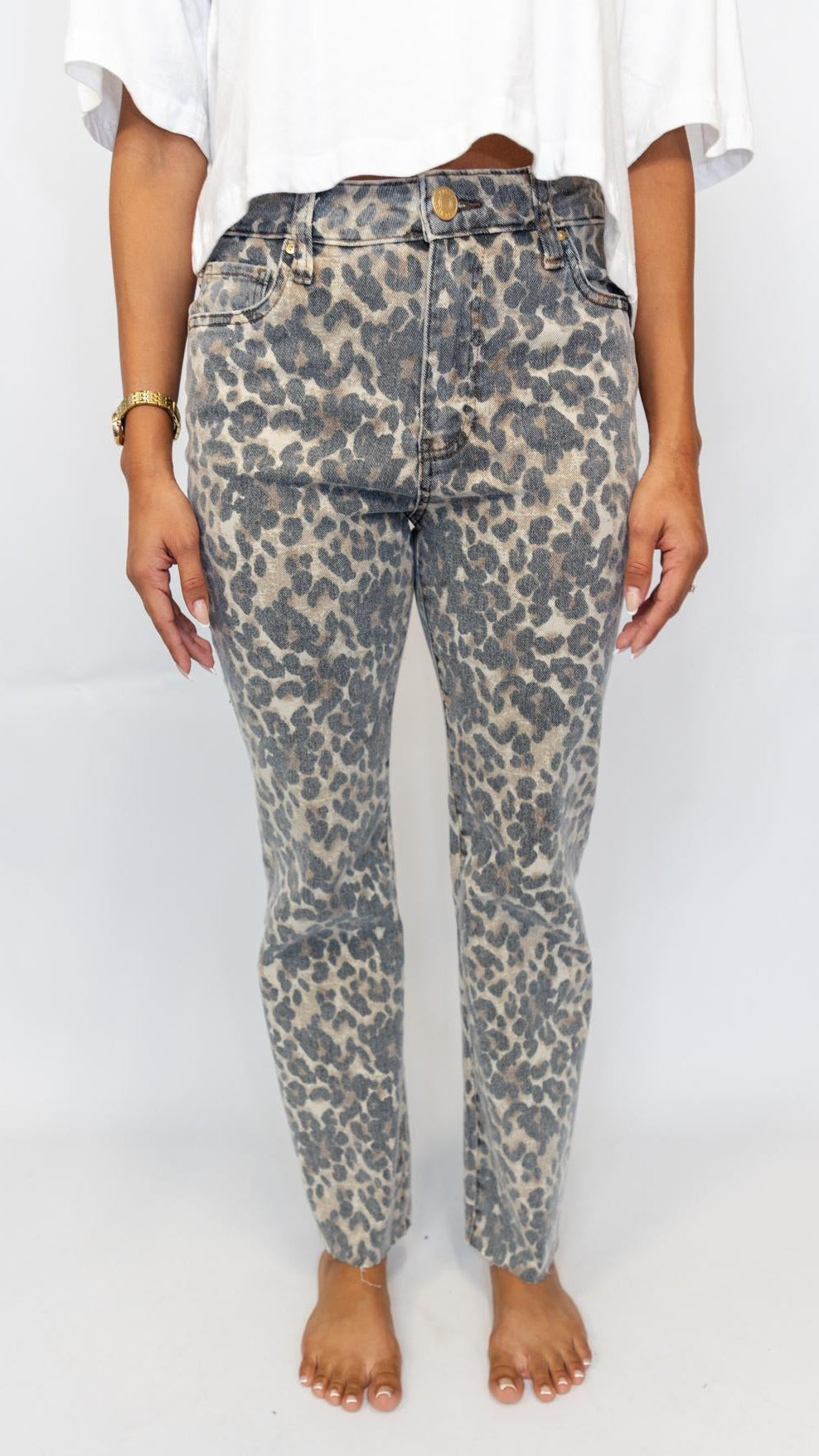 Kelsey High Rise Flare Leopard