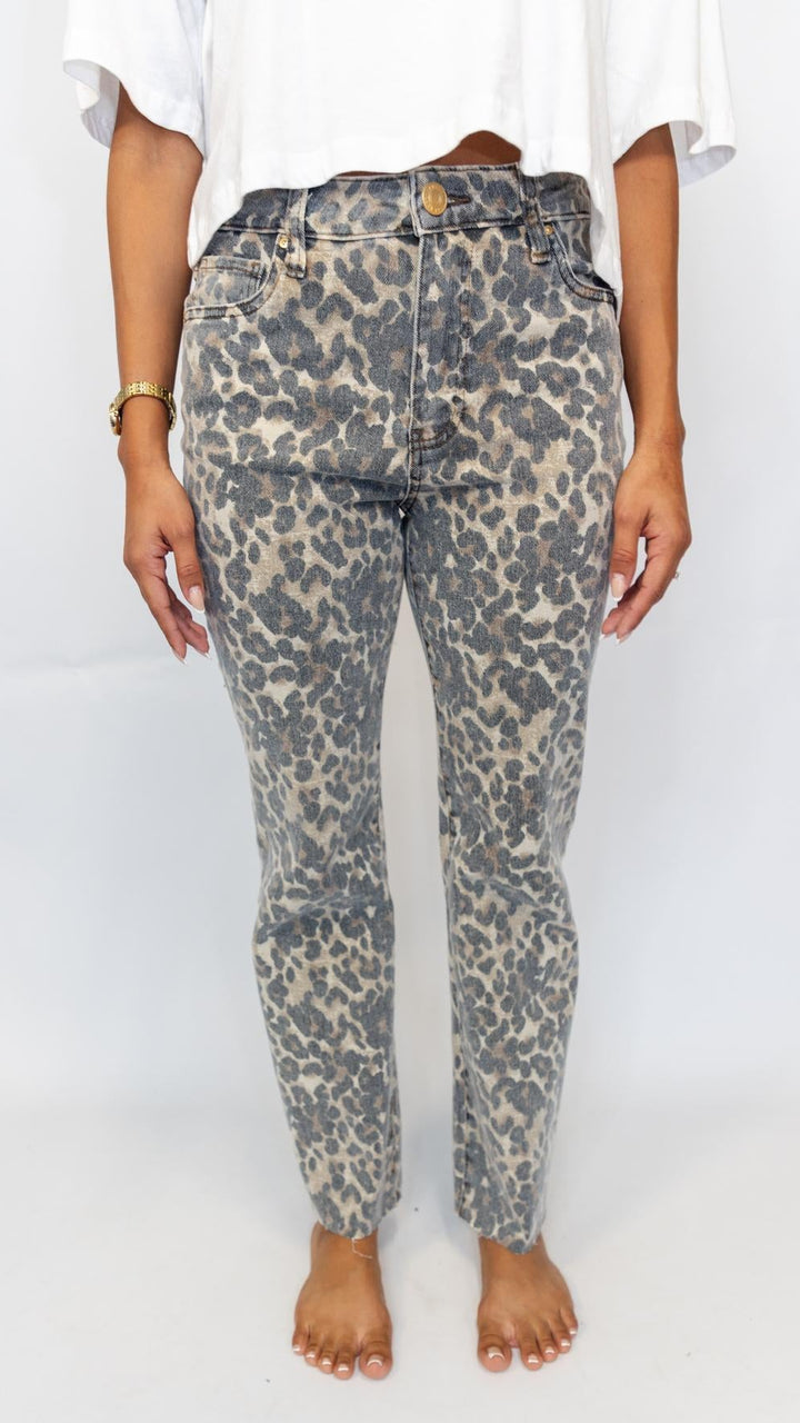 Kelsey High Rise Flare Leopard