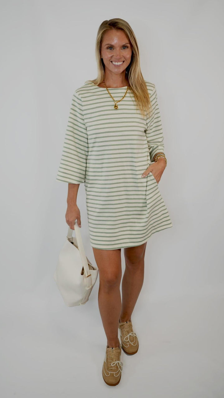 Striped Half-Sleeve Dress