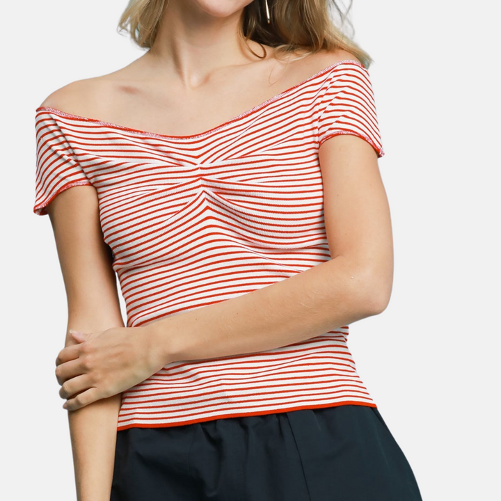 Striped Off the Shoulder Top