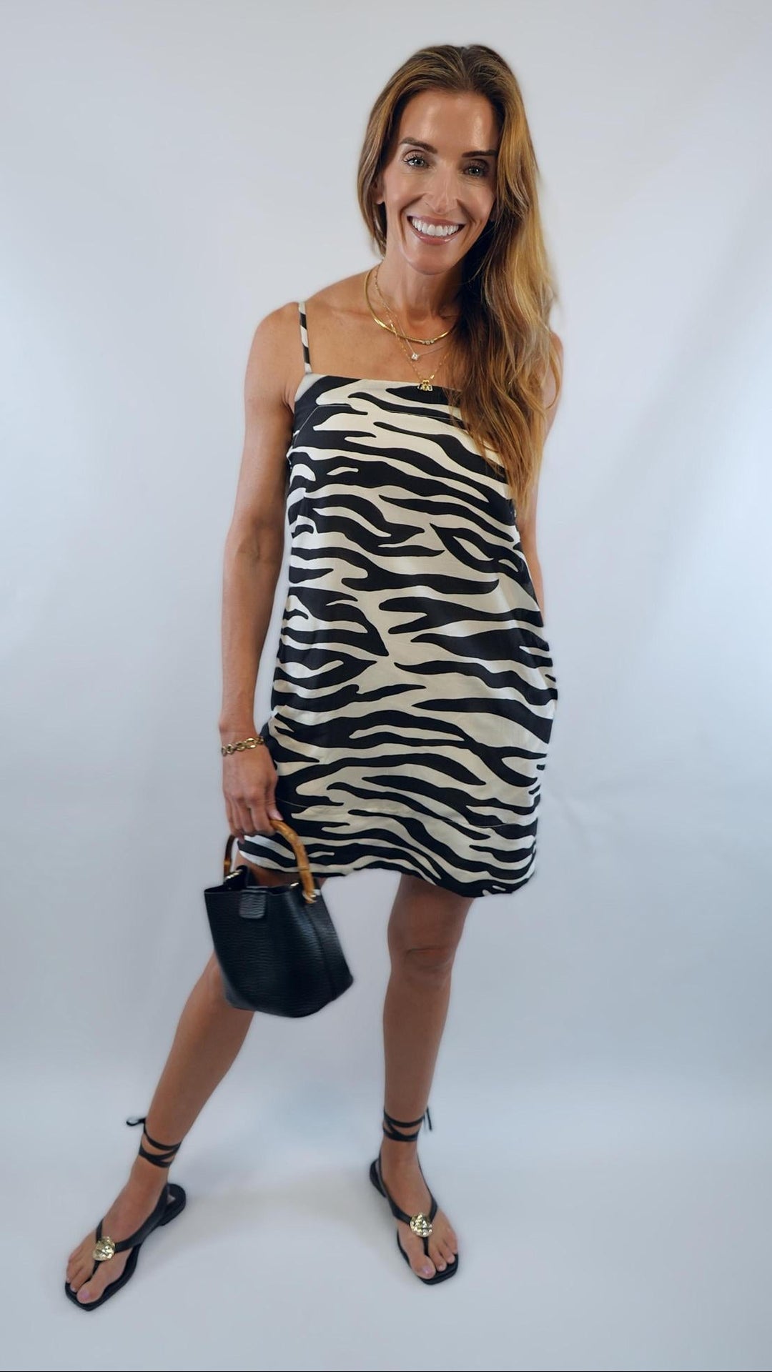Misa Silk Blend Mini Dress Zebra
